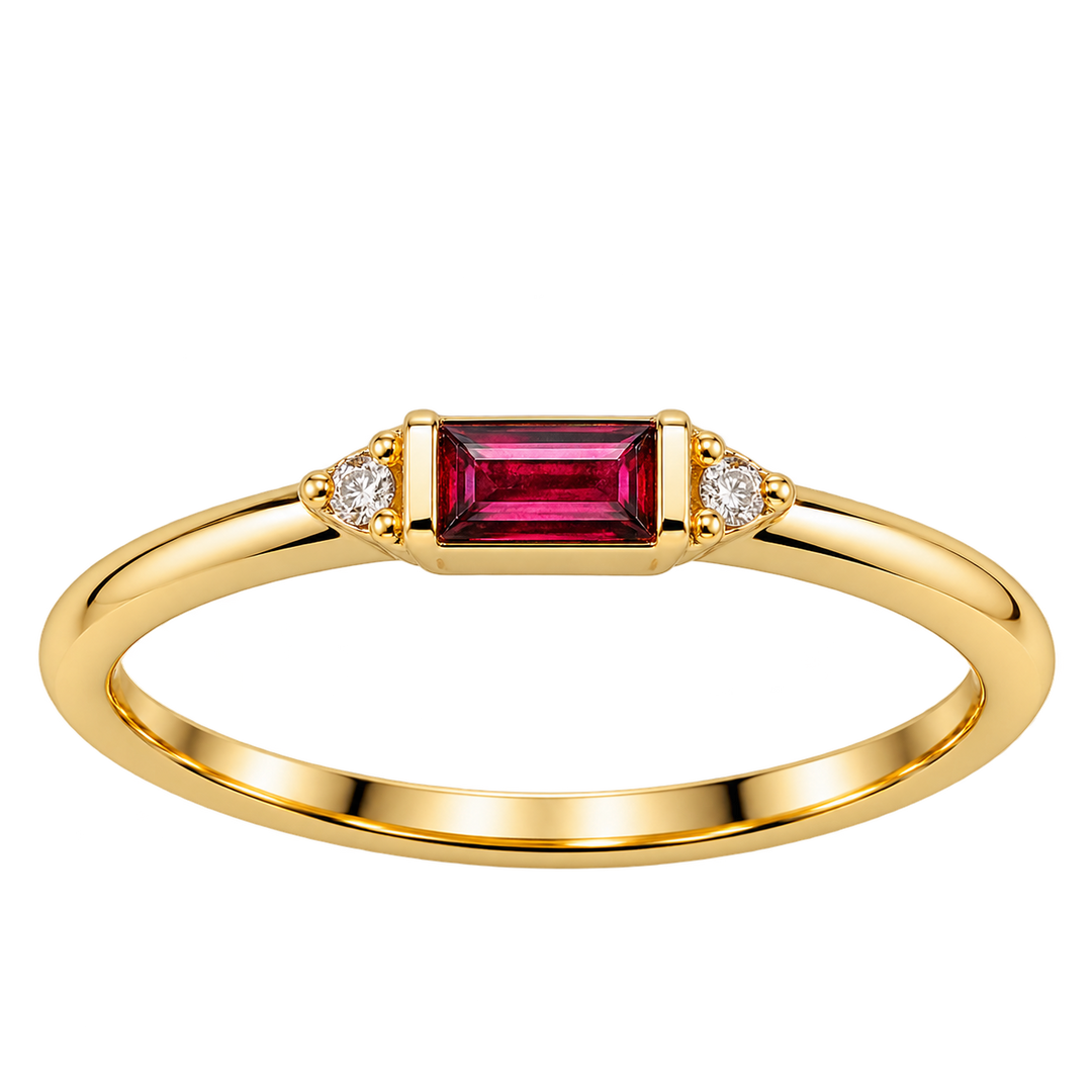 Garnet Ring with Diamond Accents