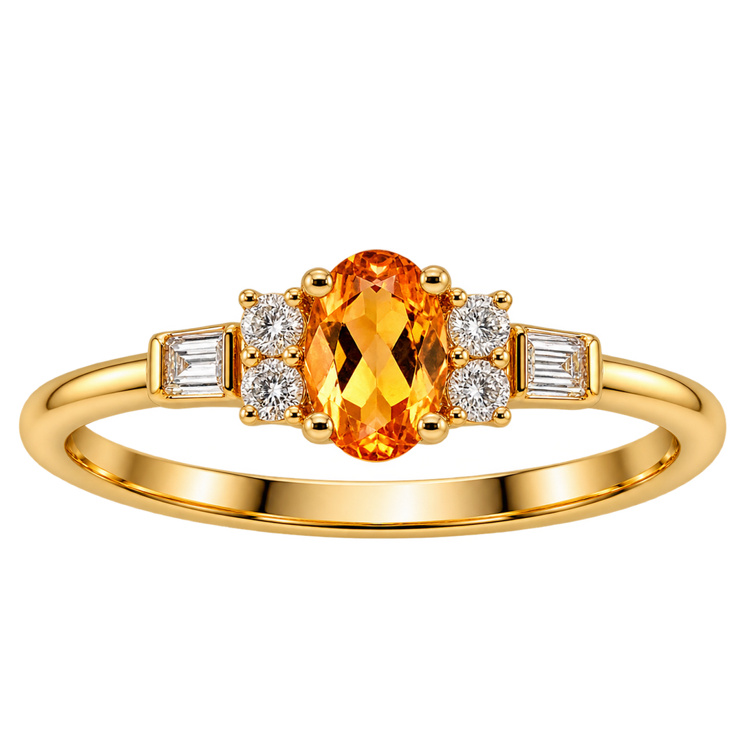Citrine Ring with Diamond Accents