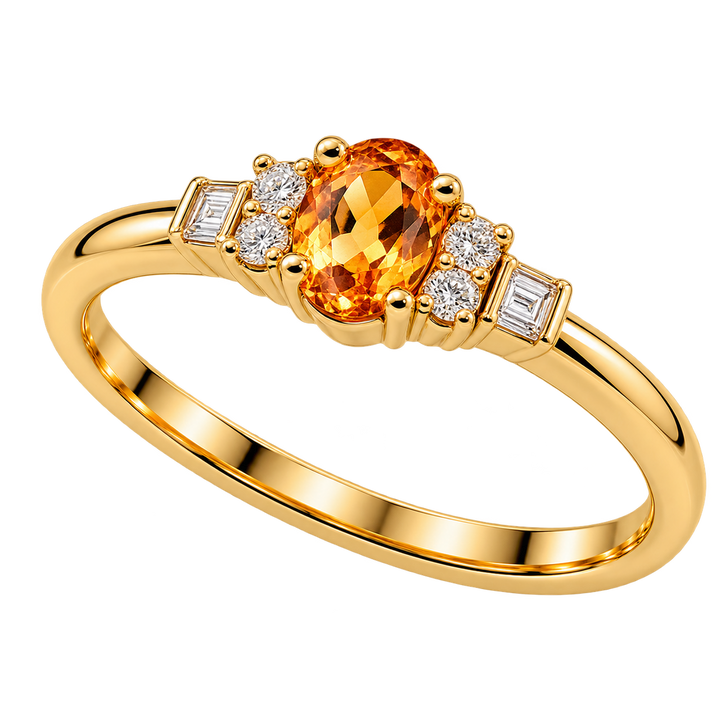 Citrine Ring with Diamond Accents