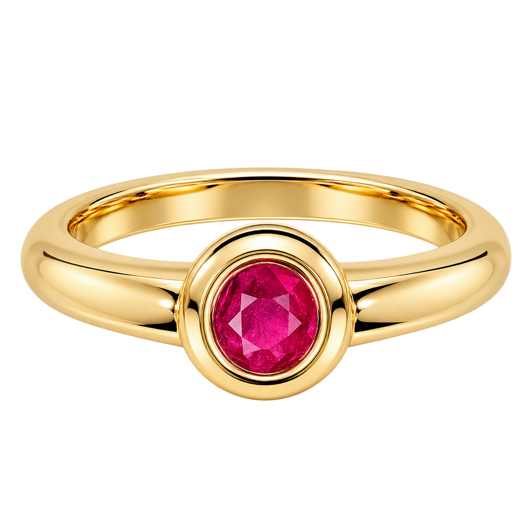 Oval Ruby Bezel Set Solitaire Ring