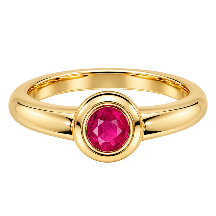 Oval Ruby Bezel Set Solitaire Ring