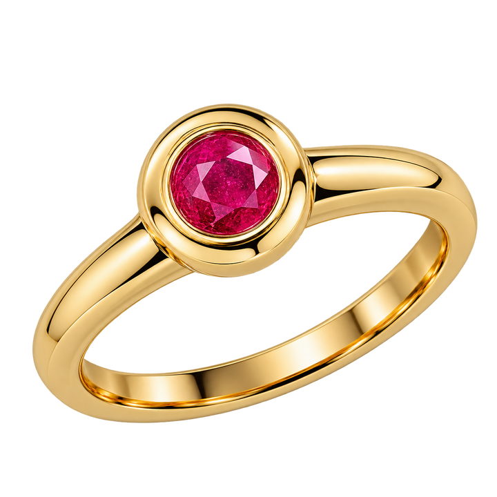 Oval Ruby Bezel Set Solitaire Ring