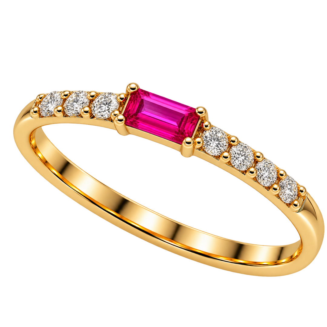 Baguette Ruby and Diamond Ring