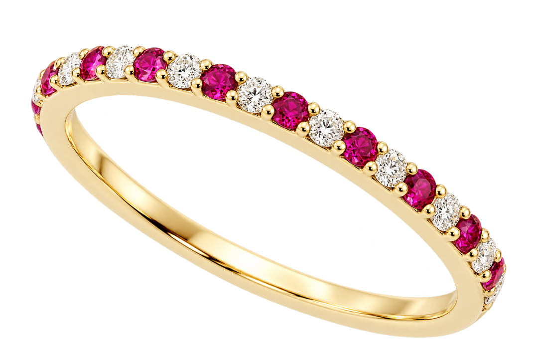 Alternating Diamond and Ruby Band