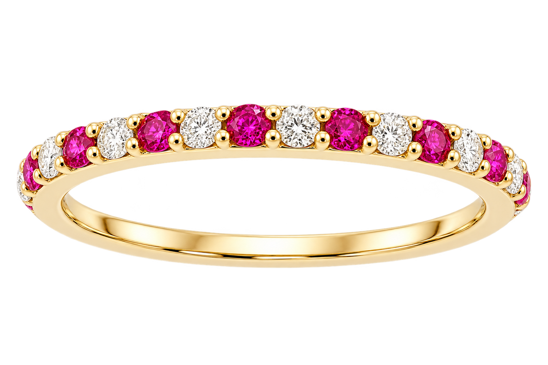 Alternating Diamond and Ruby Band