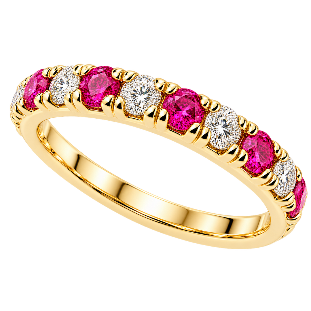 Alternating Diamond and Ruby Band