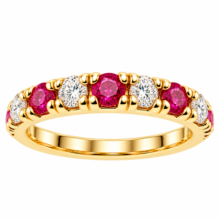 Alternating Diamond and Ruby Band
