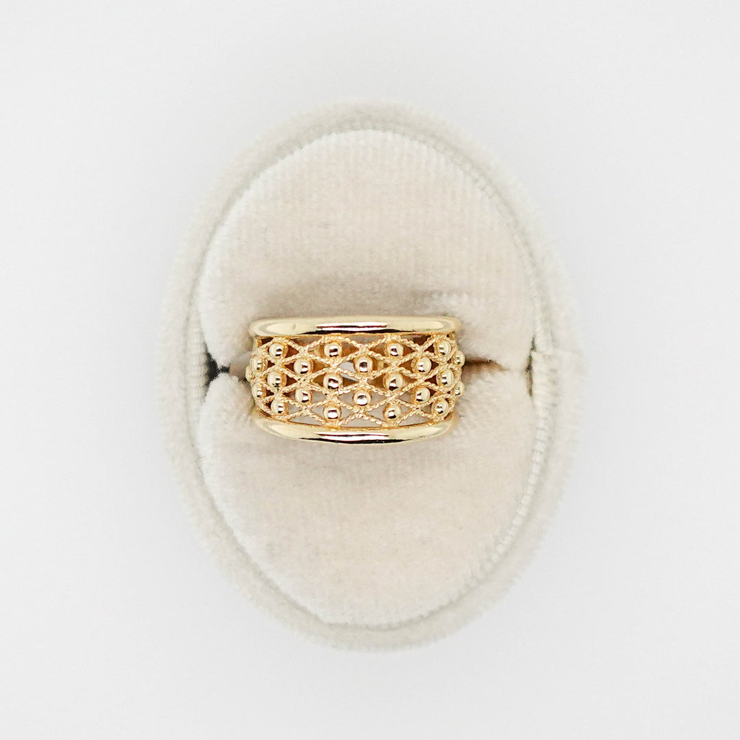 Gold Mesh Ring with Bead Detail