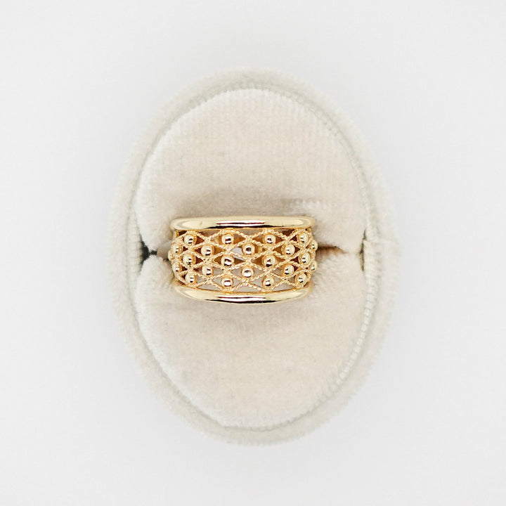 Gold Mesh Ring with Bead Detail