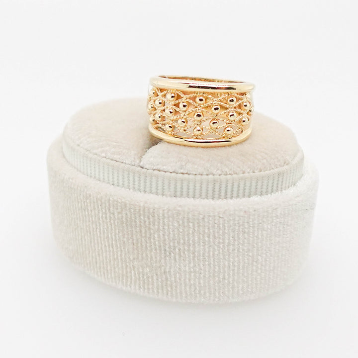Gold Mesh Ring with Bead Detail