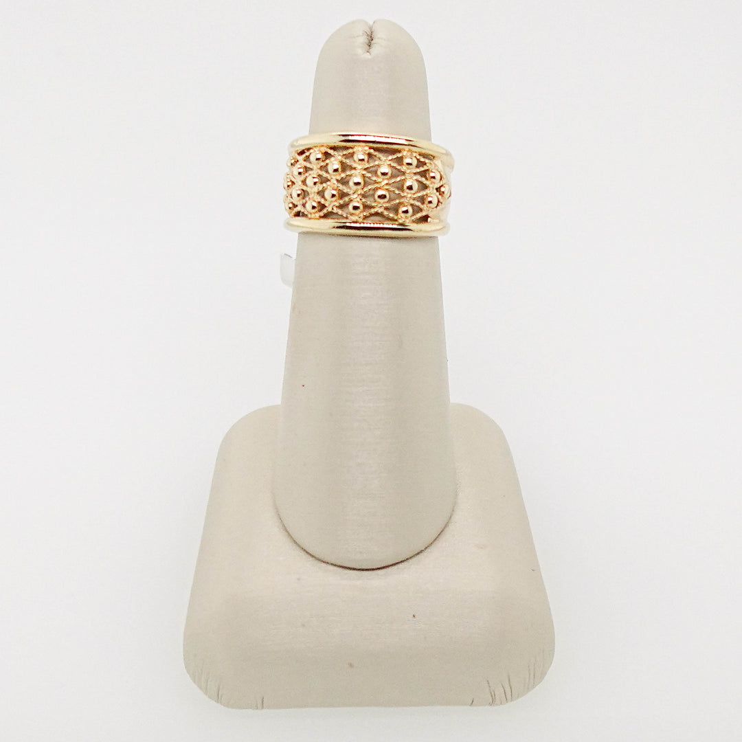 Gold Mesh Ring with Bead Detail