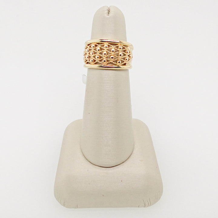 Gold Mesh Ring with Bead Detail