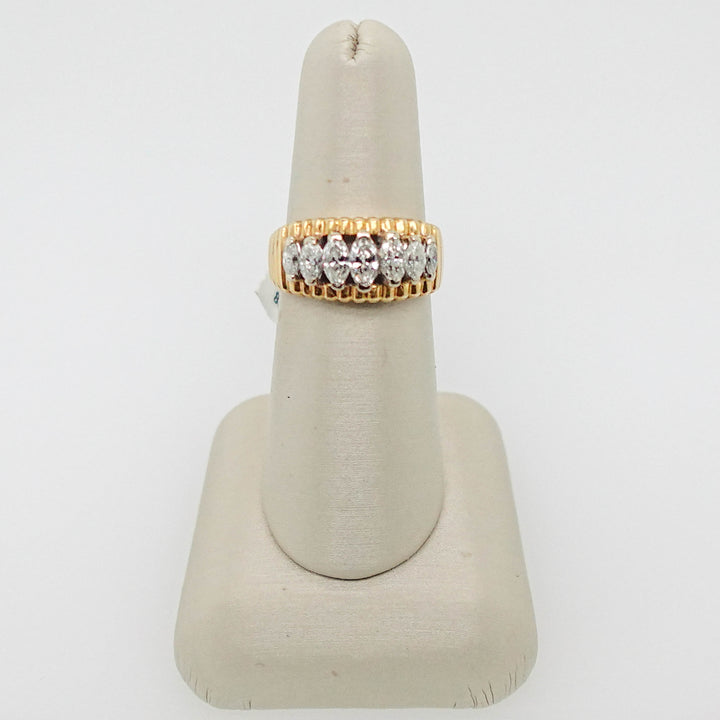Seven Stone Diamond Ring with Ribbed Detailing