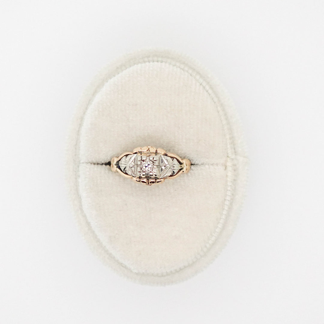 Two-Tone Art Deco Style Diamond Ring
