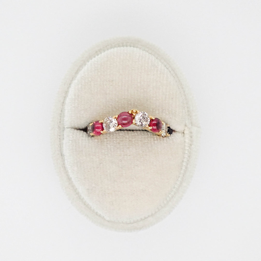 Diamond and Cabochon Pink Tourmaline Contour Band