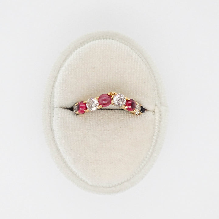 Diamond and Cabochon Pink Tourmaline Contour Band