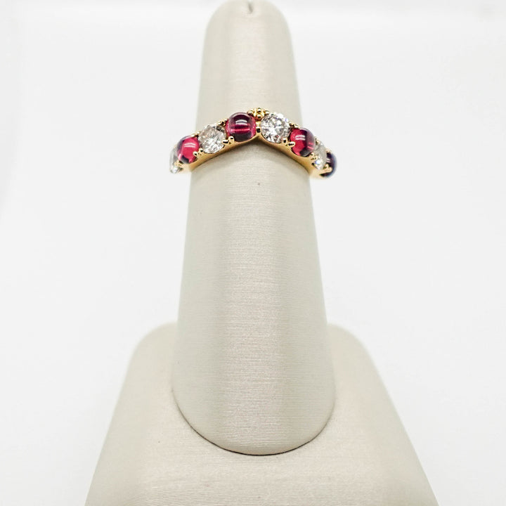 Diamond and Cabochon Pink Tourmaline Contour Band