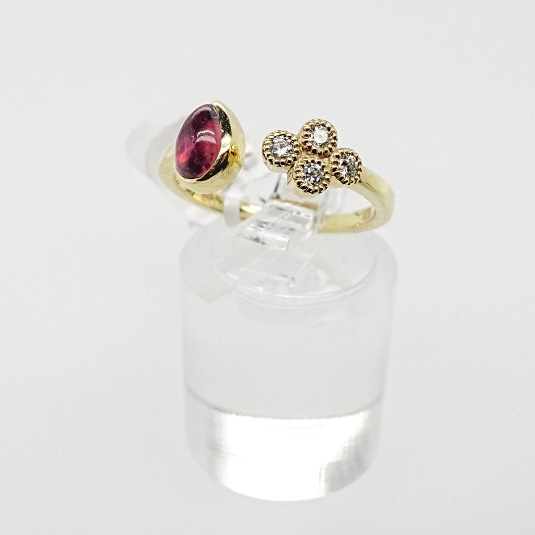 Split Ring with Diamond and Pink Tourmaline
