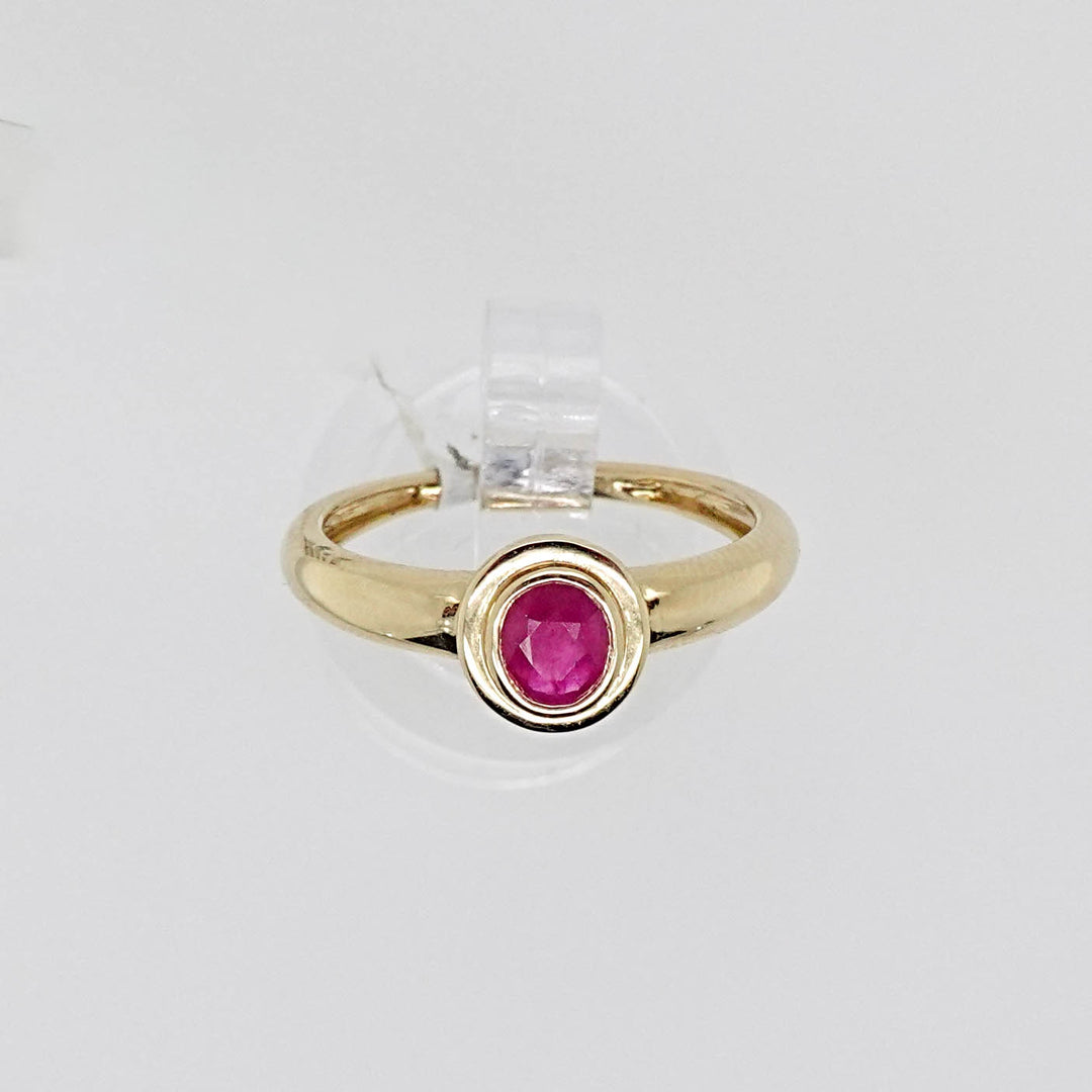 Oval Ruby Bezel Set Solitaire Ring