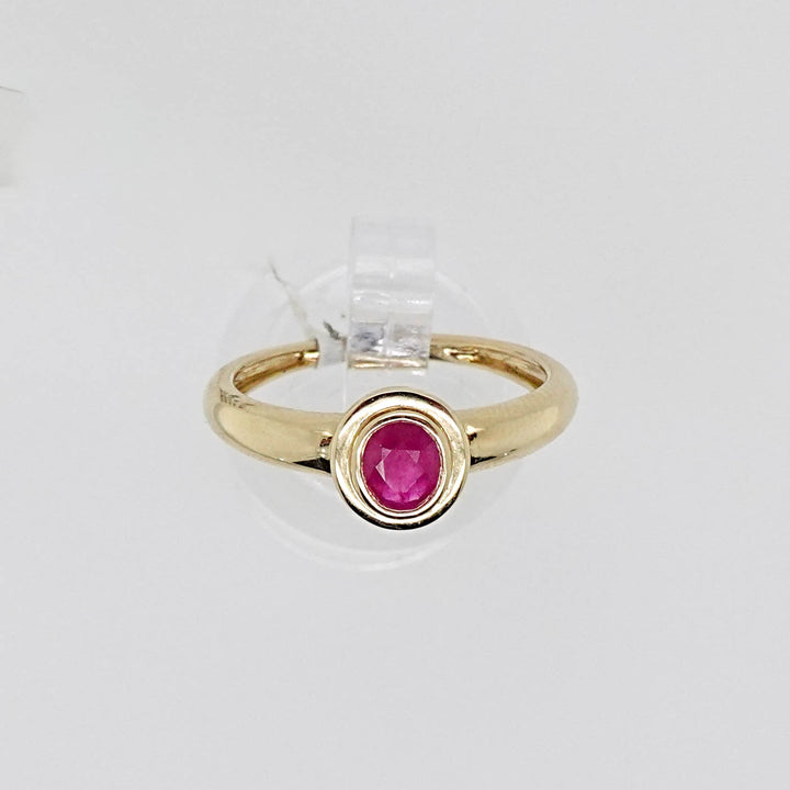 Oval Ruby Bezel Set Solitaire Ring
