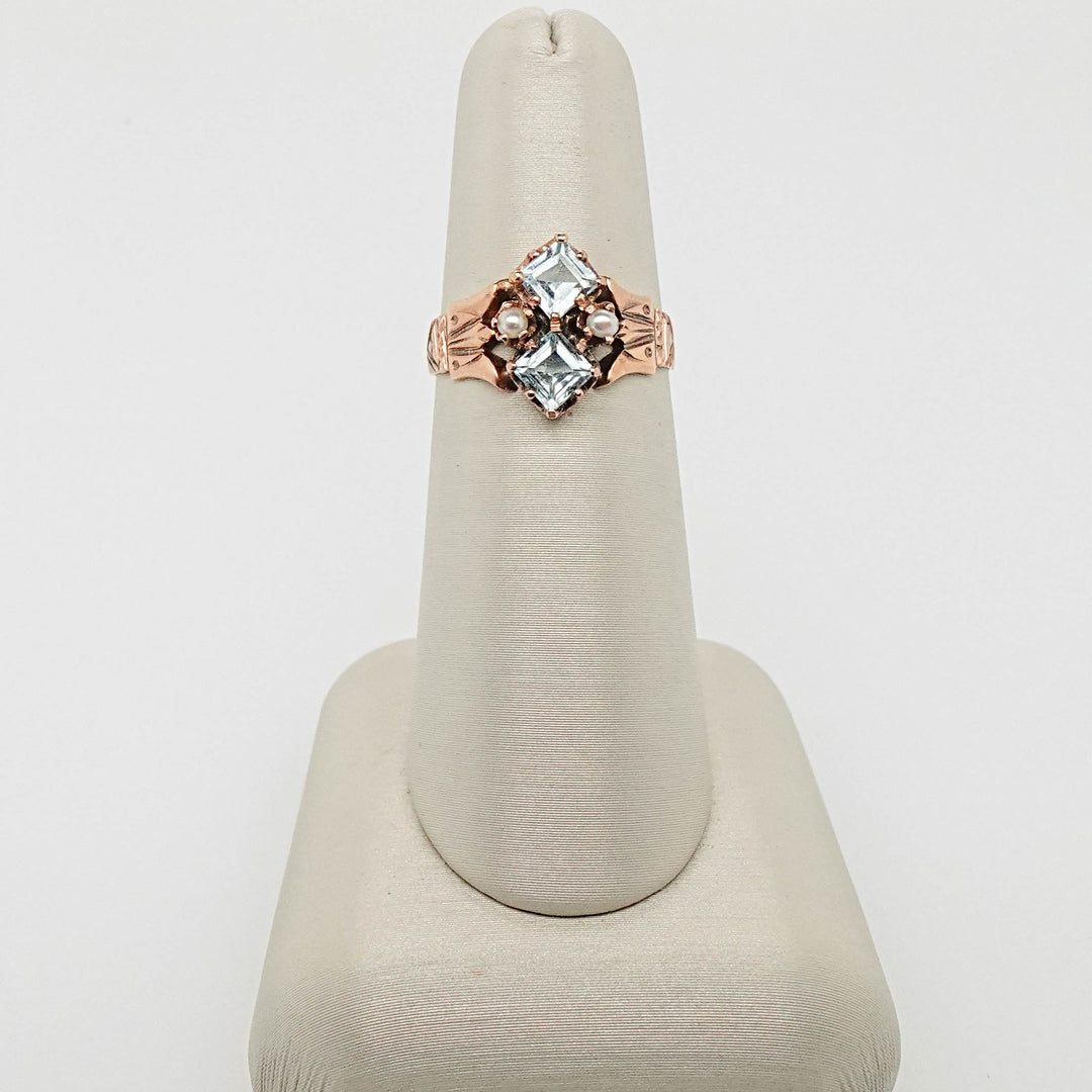 Aquamarine and Pearl Ring