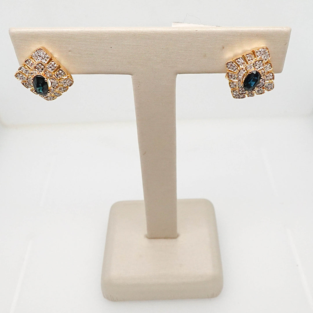 Pave Diamond and Sapphire Earrings