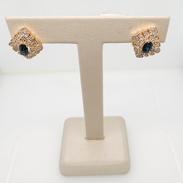 Pave Diamond and Sapphire Earrings