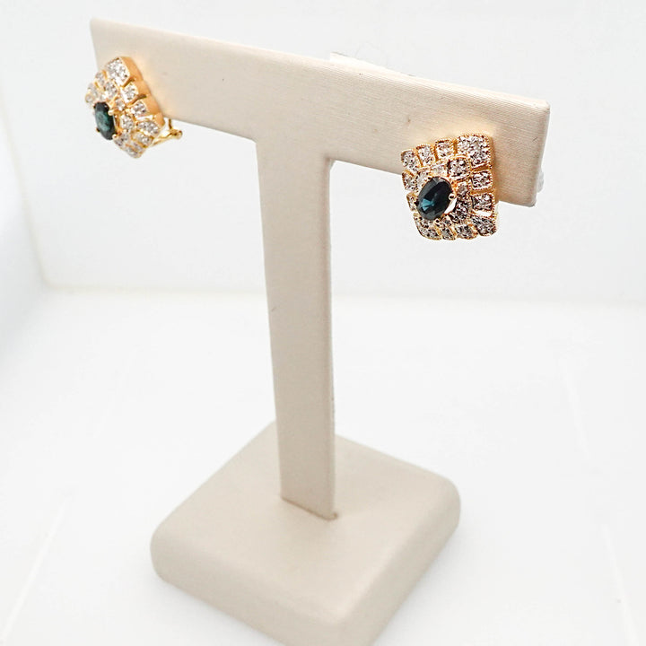 Pave Diamond and Sapphire Earrings