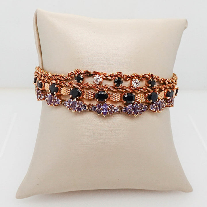 Rope Bracelet with Blue and White CZ