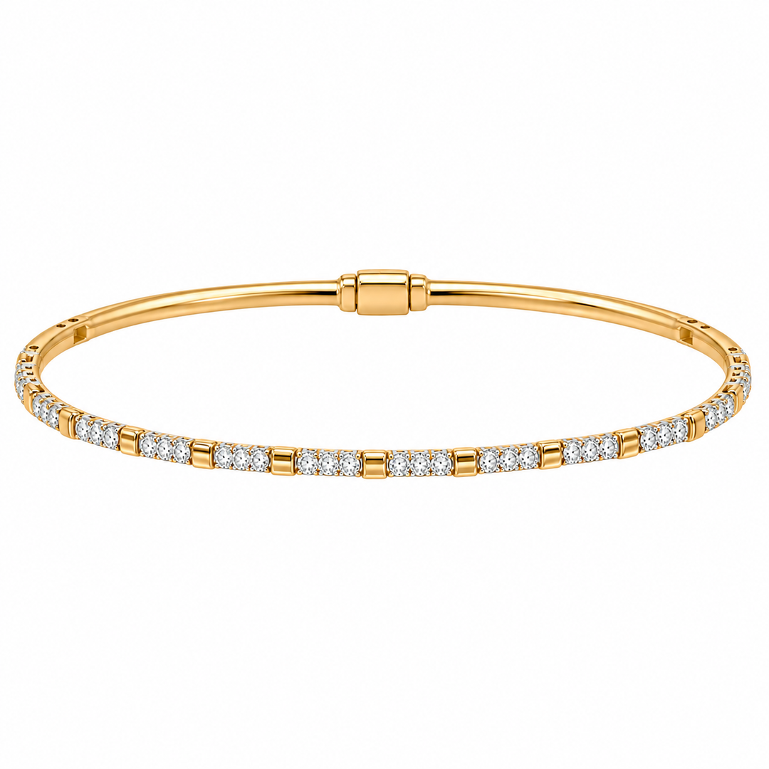 Round Diamond Two Tone Flex Bangle