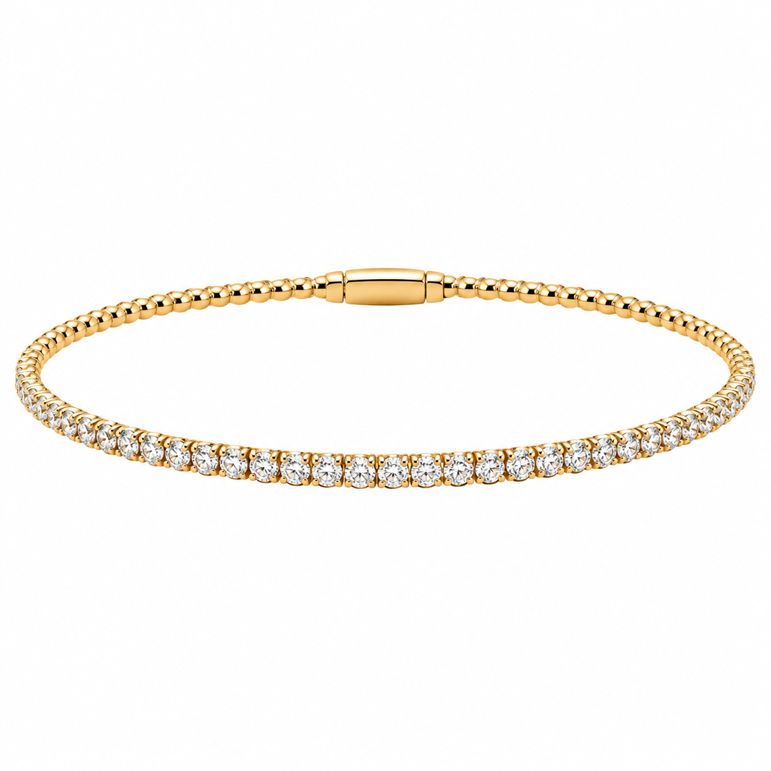 Round Diamond Beaded Flex Bangle