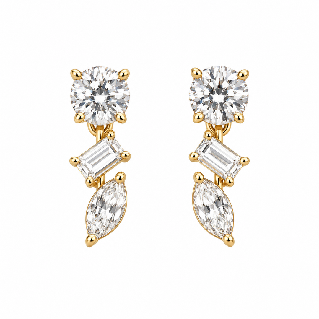 Multi-Shape Diamond Dangle Earrings