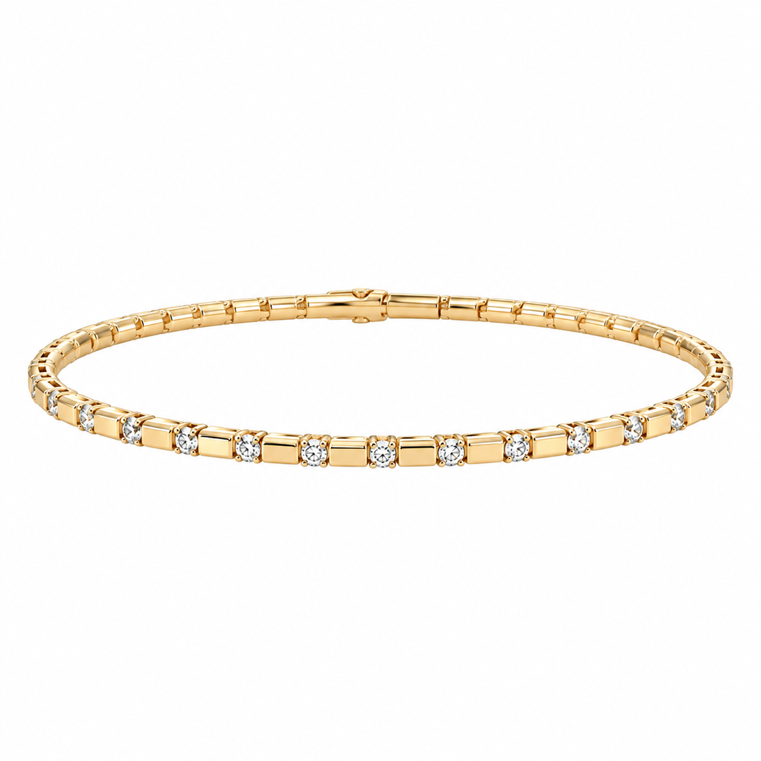 Round Diamond Bar Detail Flex Bangle