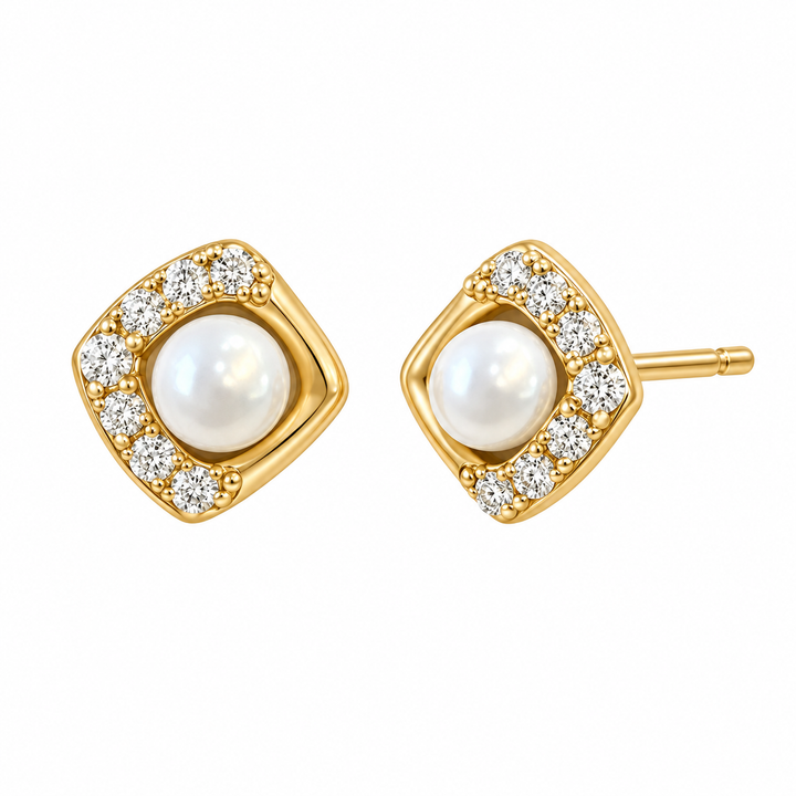 Diamond and Pearl Earrings
