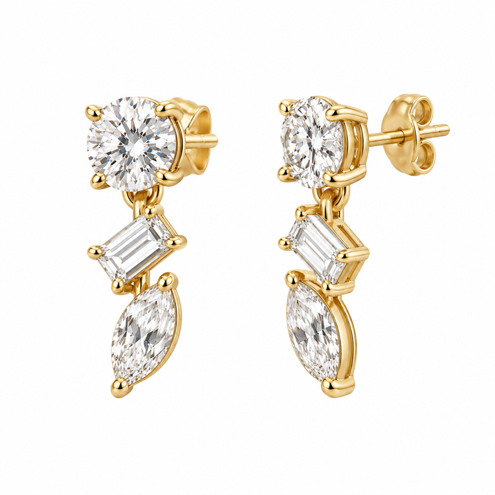 Multi-Shape Diamond Dangle Earrings