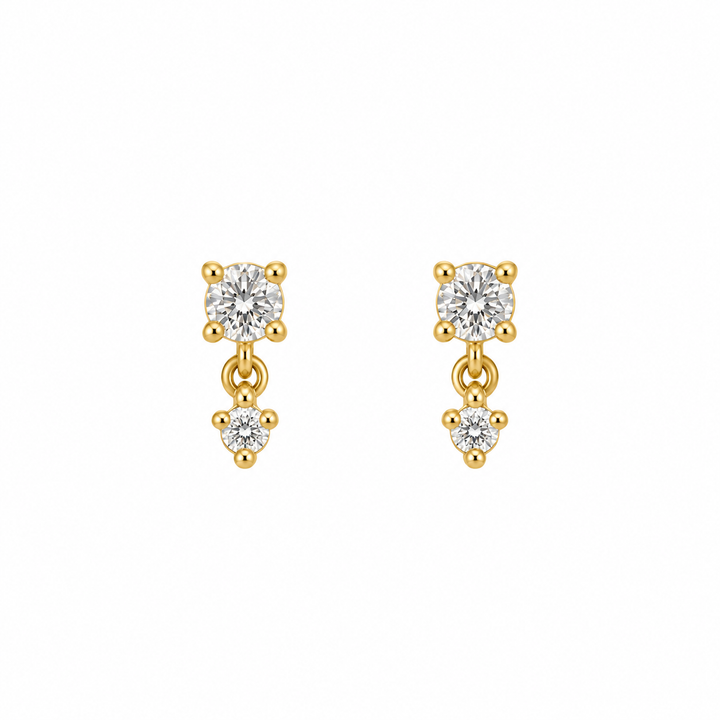 Rose Cut Double White Sapphire Studs