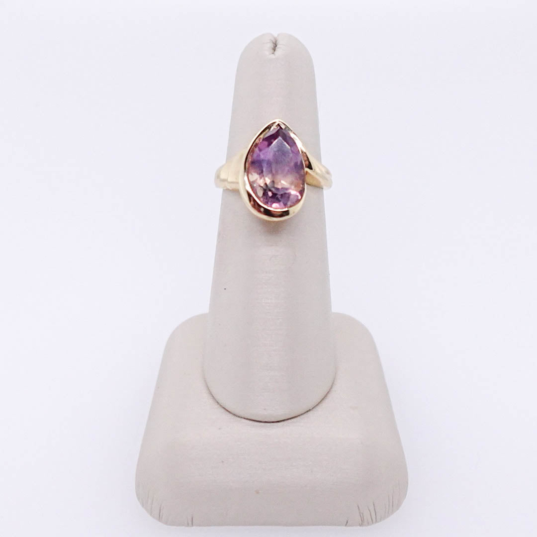 Pear Amethyst Dinner Ring