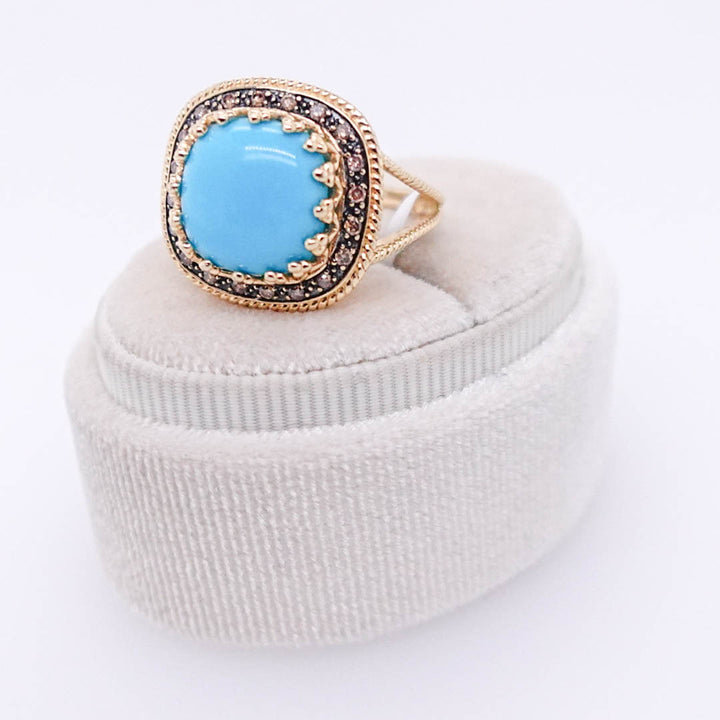 Natural Turquoise and Chocolate Diamond Ring
