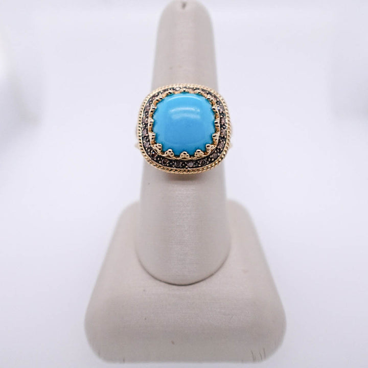 Natural Turquoise and Chocolate Diamond Ring