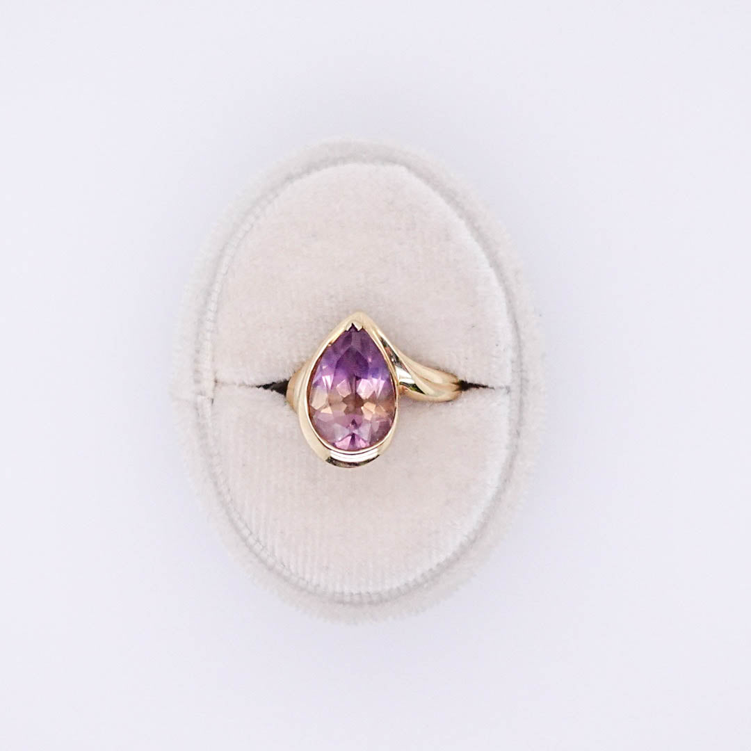 Pear Amethyst Dinner Ring