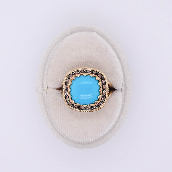 Natural Turquoise and Chocolate Diamond Ring