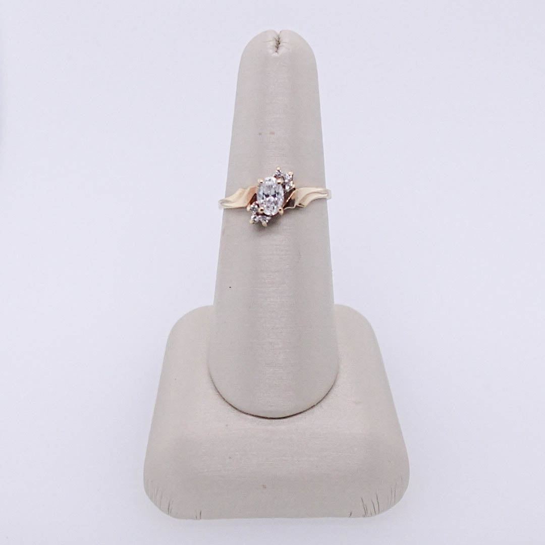 Oval CZ Ring with CZ Accent Stones