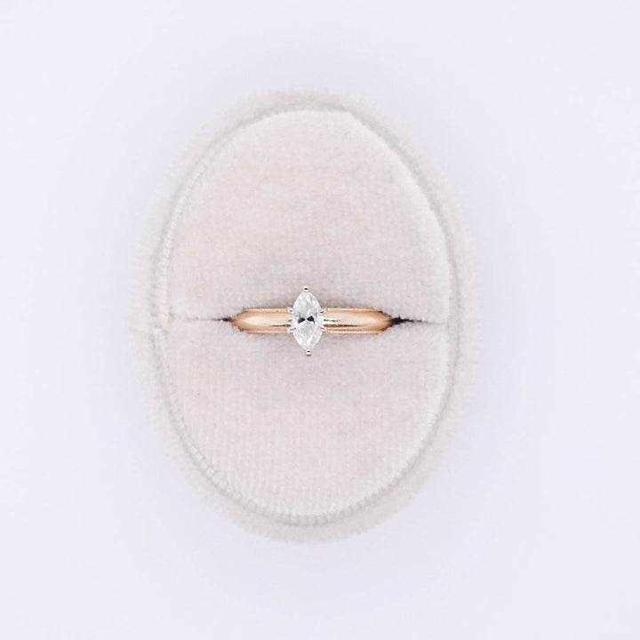 Gold Milgrain Band with Marquise Diamond
