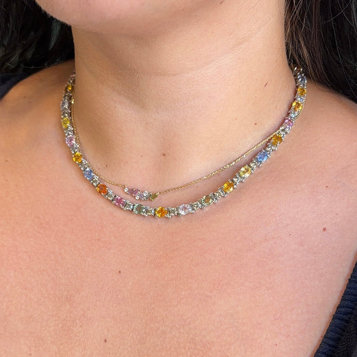 Multicolored Sapphire and Diamond Necklace