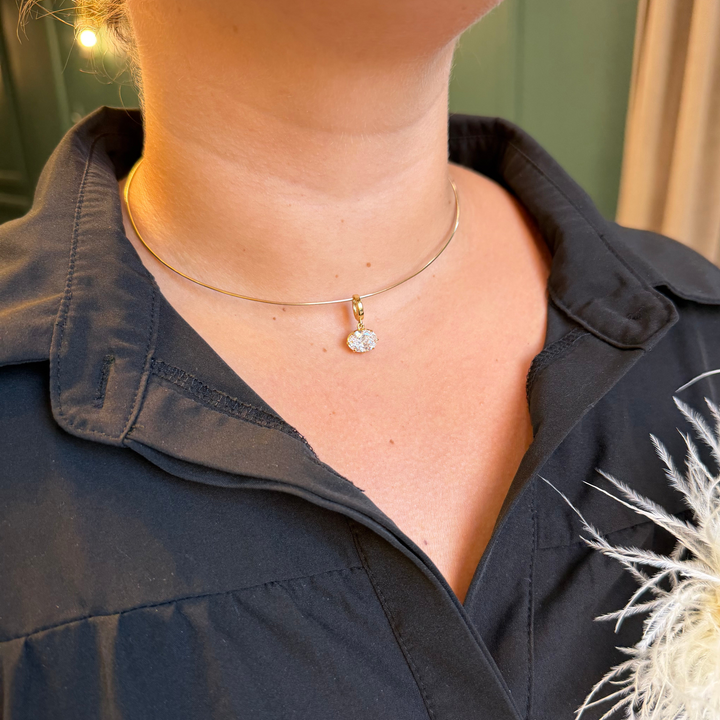 Oval Diamond Pendant on Wire Cuff