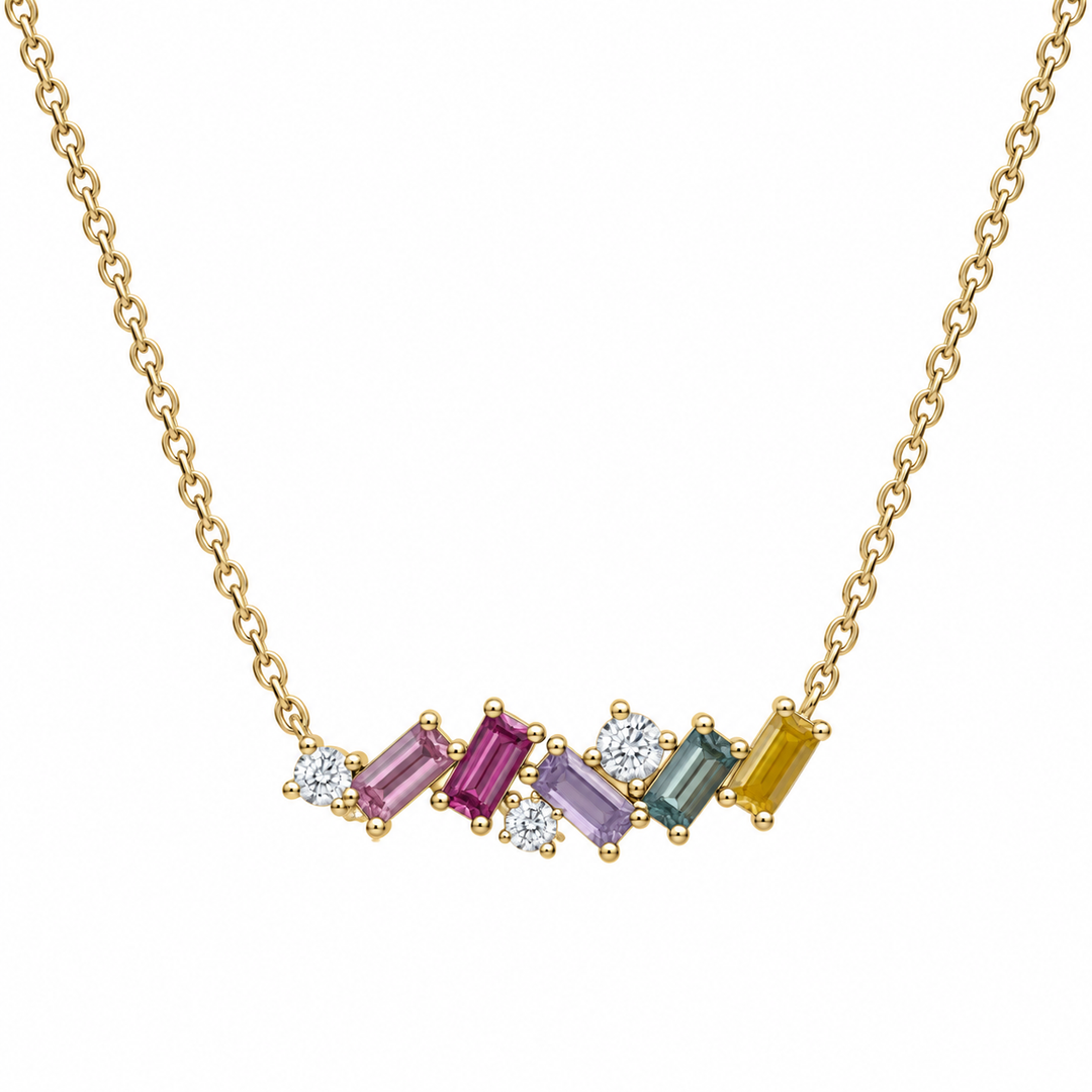 Multicolored Sapphire and Diamond Necklace