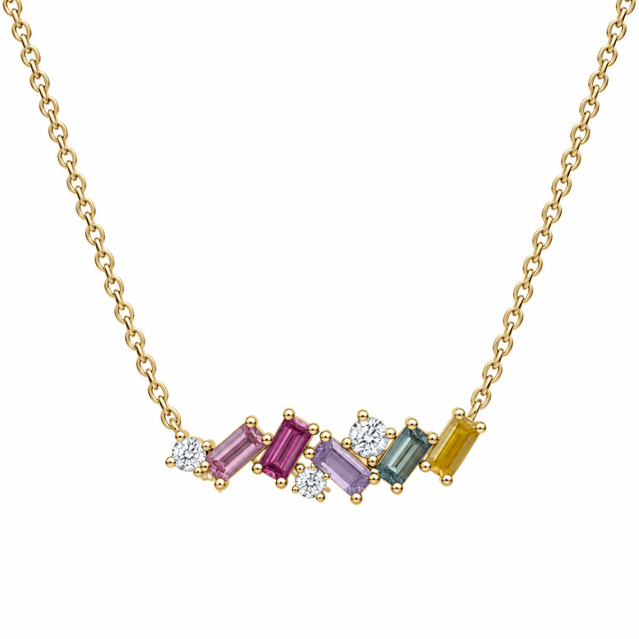 Multicolored Sapphire and Diamond Necklace