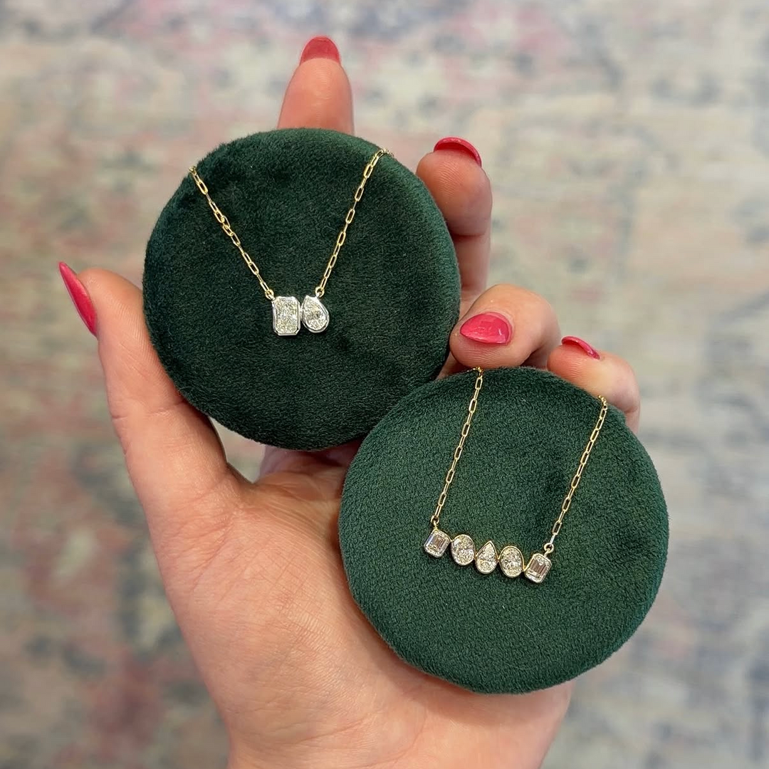 Multi Shape Diamond Bar Necklace