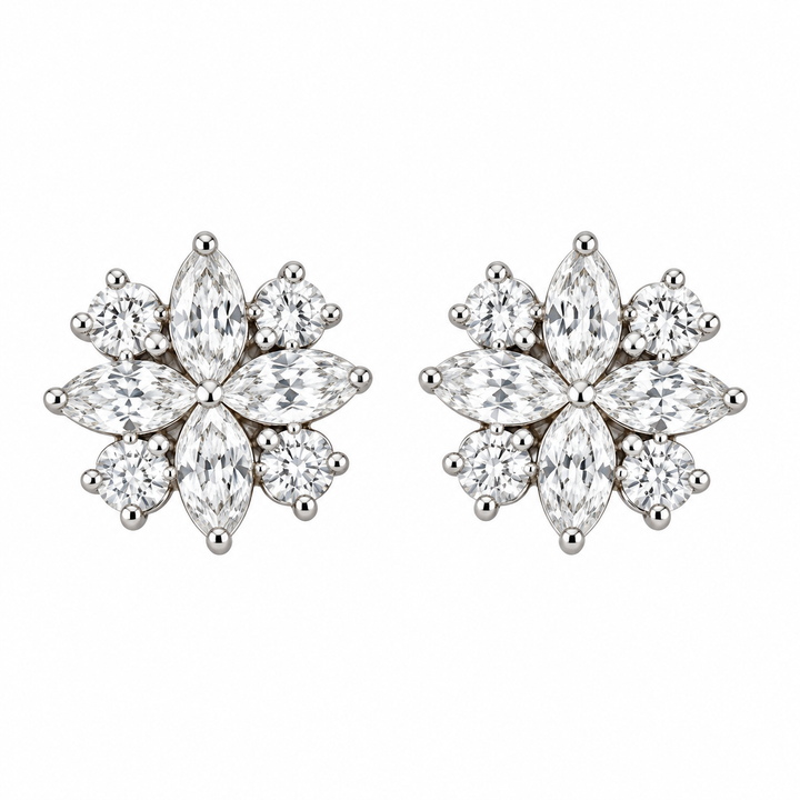 Marquise and Round Diamond Studs