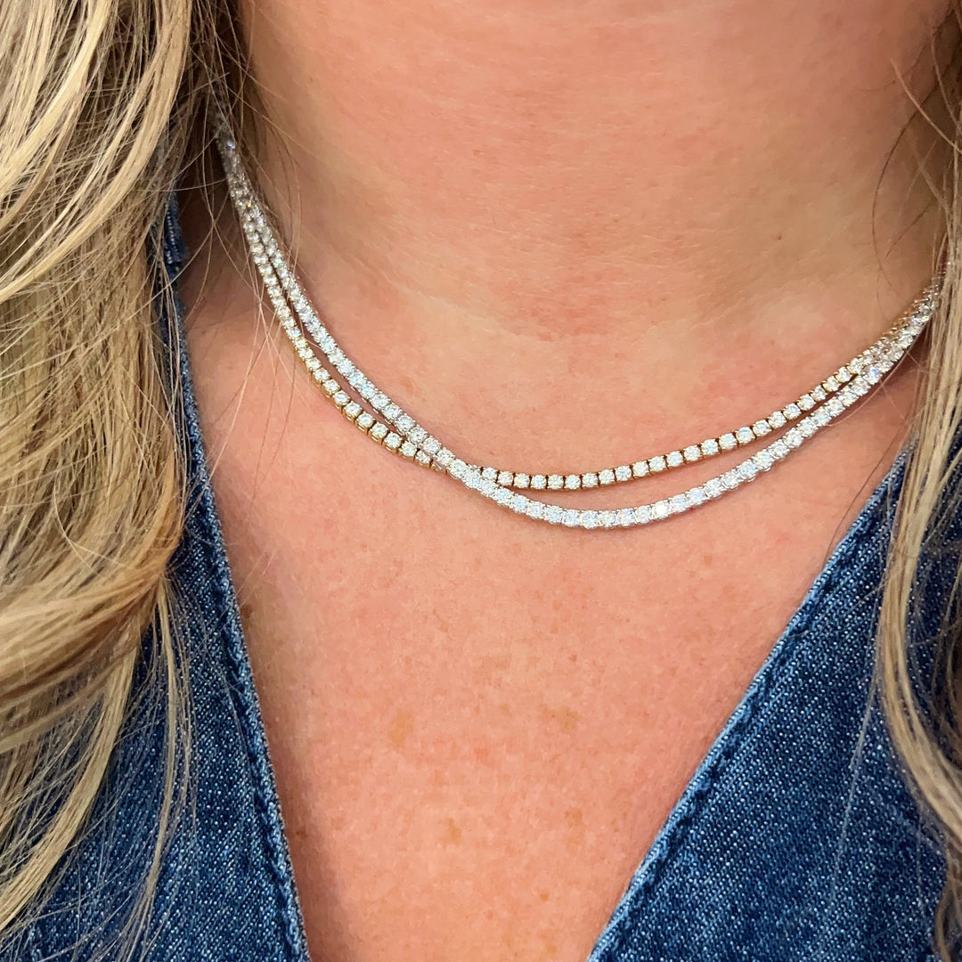 Yellow Gold Diamond Tennis Necklace